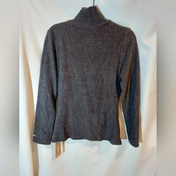 OGL Fitted Cozy Layering Women's Charcoal Turtleneck Sweater With Built-in Bra - Picture 2 of 8